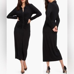 GOOD AMERICAN Button Down Black Midi Dress Size L GA Size 3 NWOT